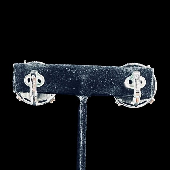 Vintage Crown Trifari Textured X Silver Tone Clip On Earrings (5277) - Picture 5 of 8